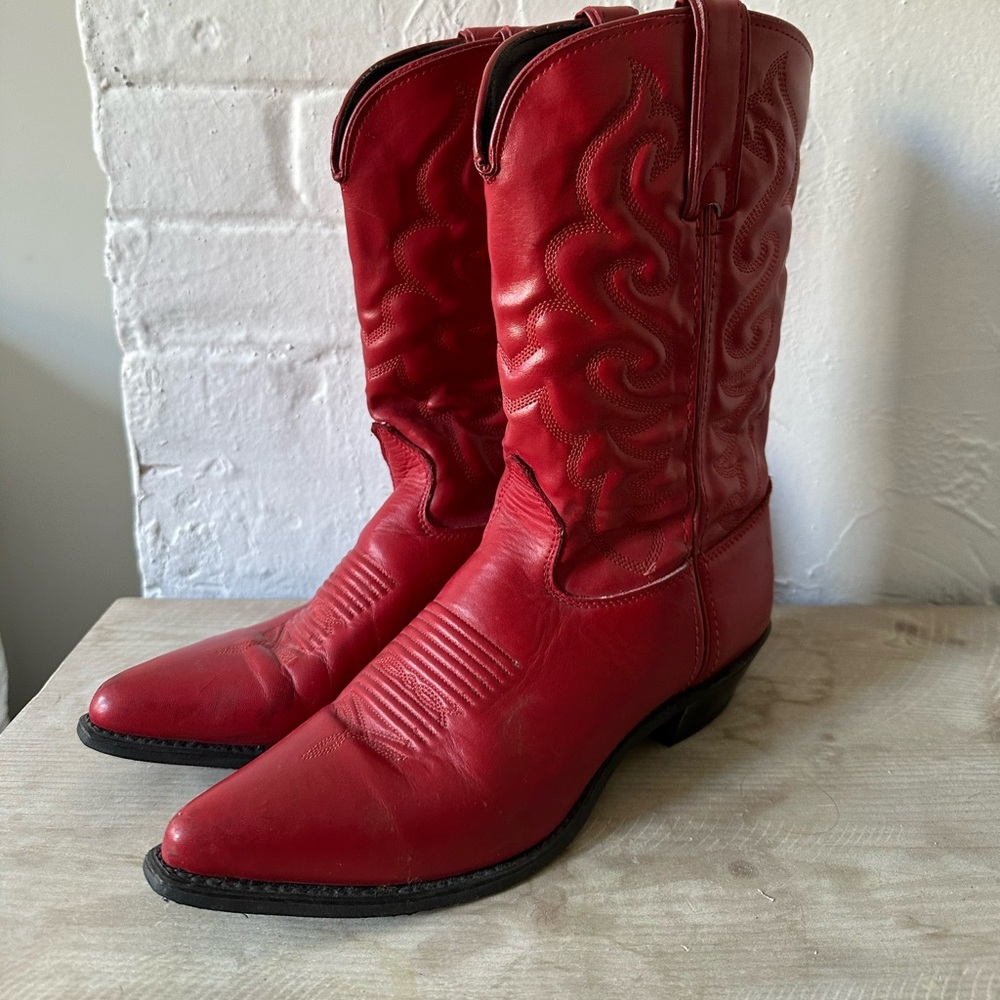 Red Leather Cowboy Boots